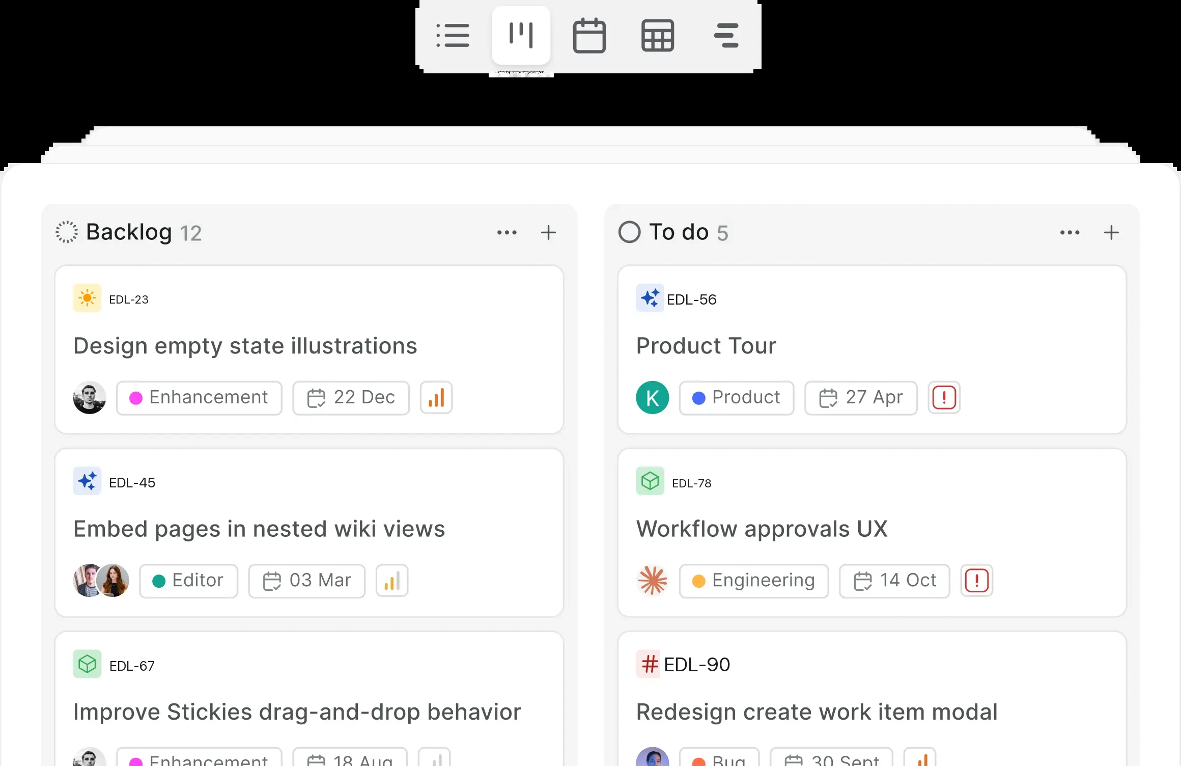 Status from one client workspace