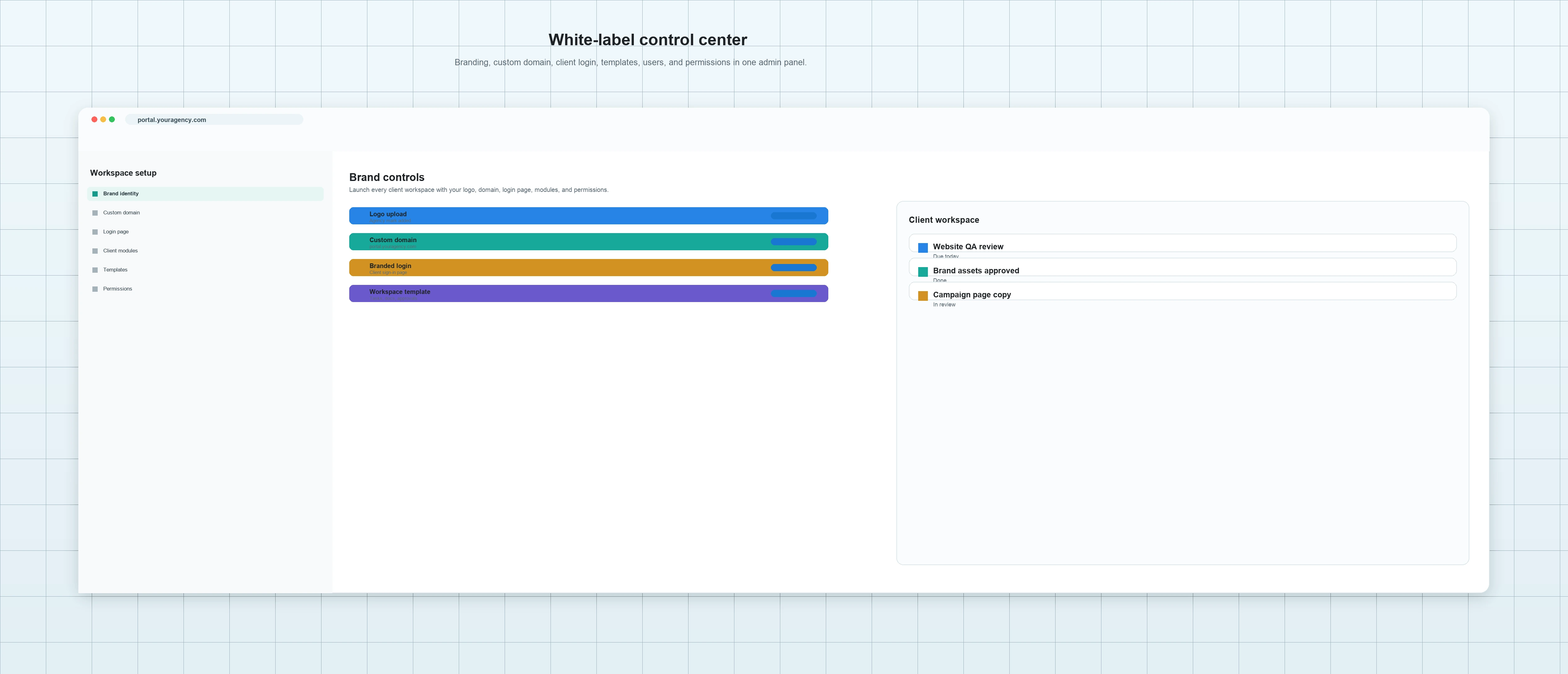WhiteLabel hosting and workspace control center