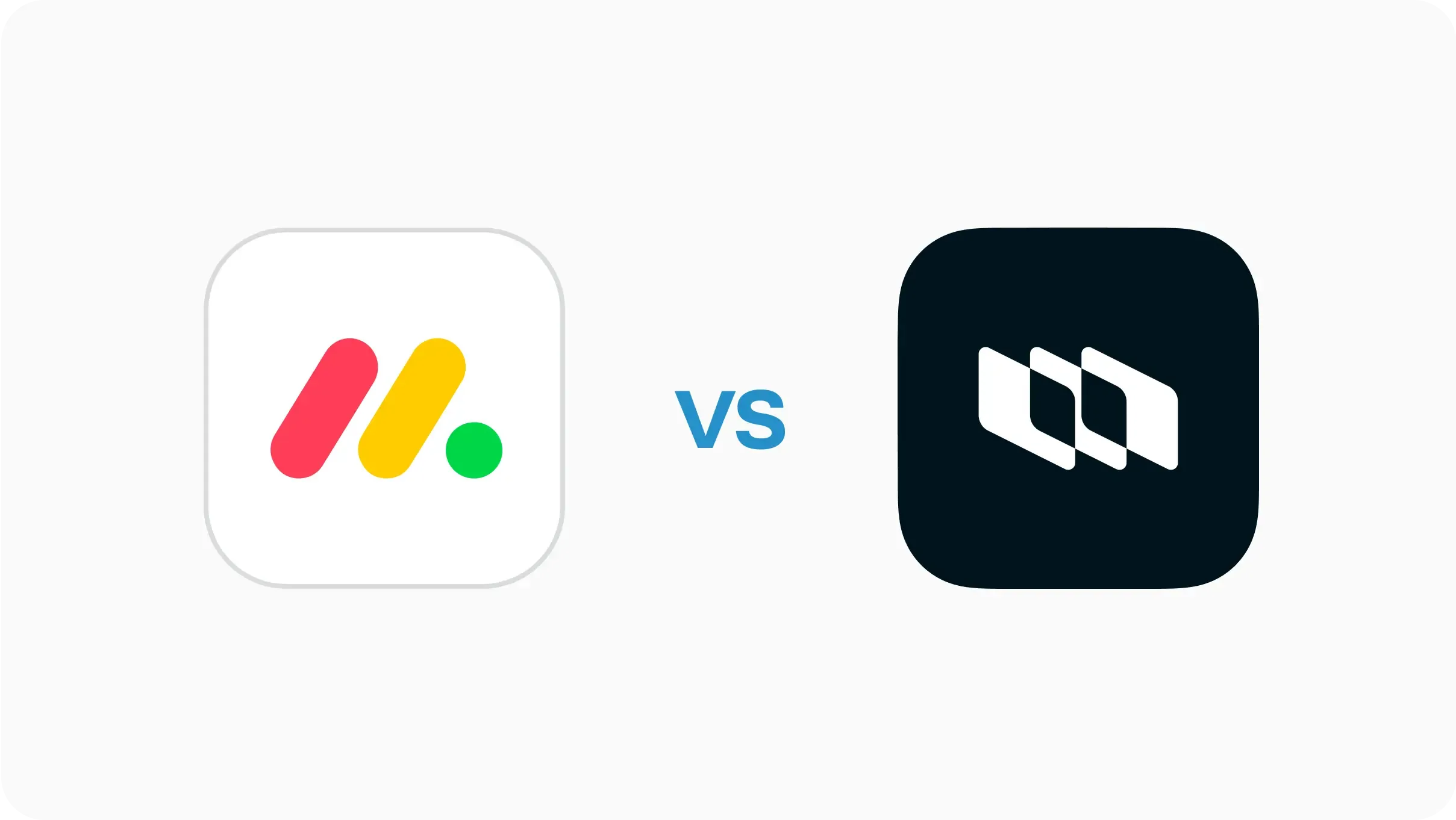 Visual comparison between monday.com and WhiteLabel logos, indicating an evaluation.